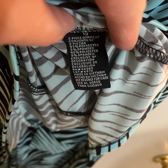 Perceptions Black and Aqua Zebra Print 2 piece Dress - Picture 7 of 11